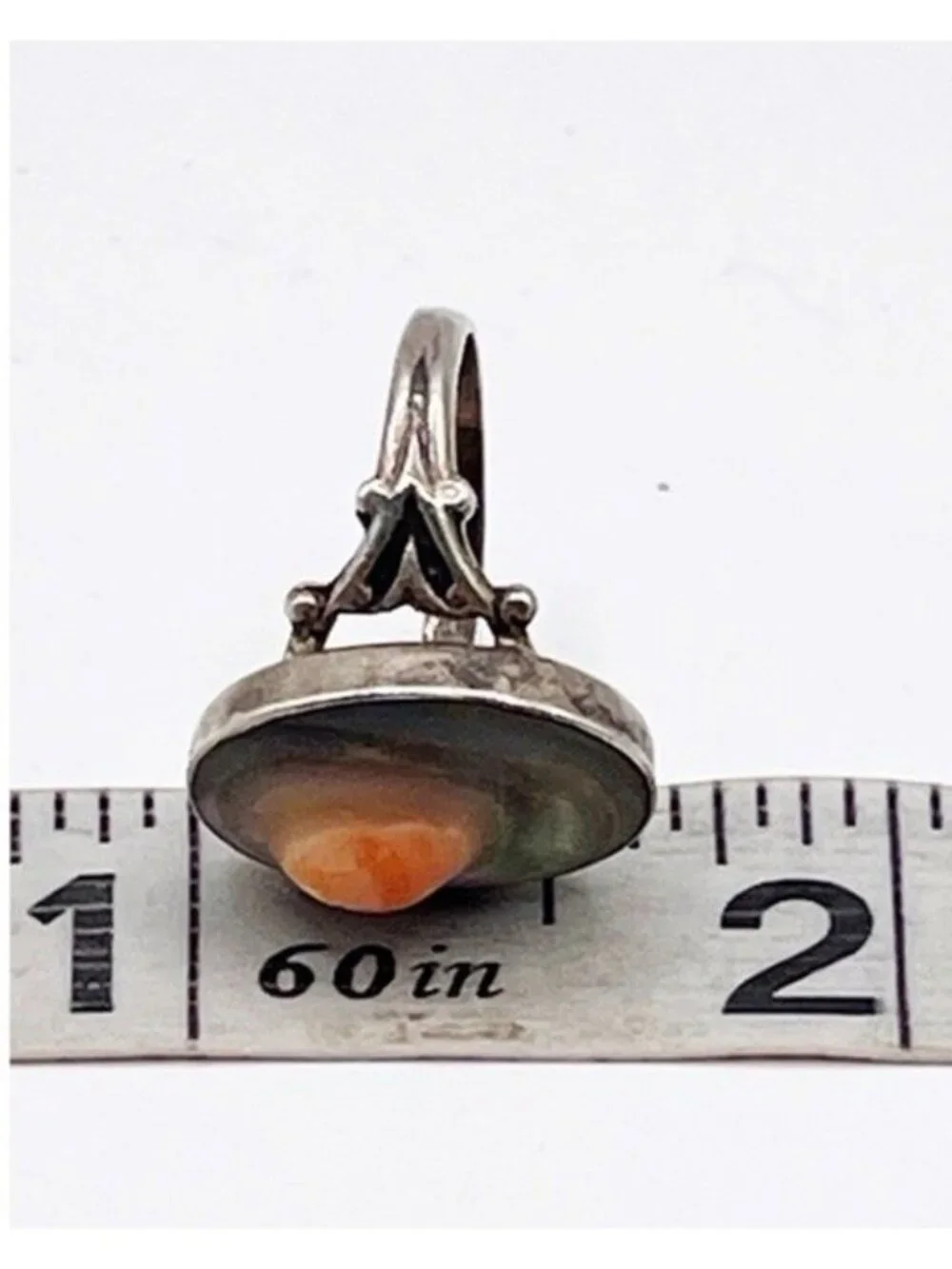 Vintage Sterling Silver Natural Blister Pearl Oval Ring Mabe Domed Size 5.25